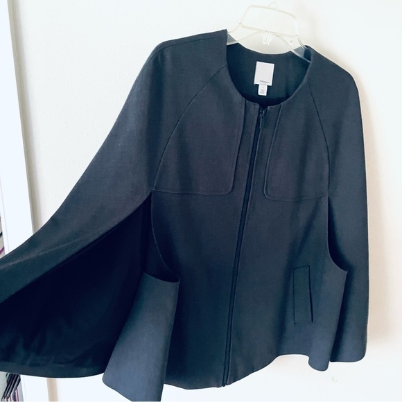 ✨ Halogen Cape Jacket – Elegant A-Line Zip-Up in Dark Gray, Size S - Picture 5 of 9